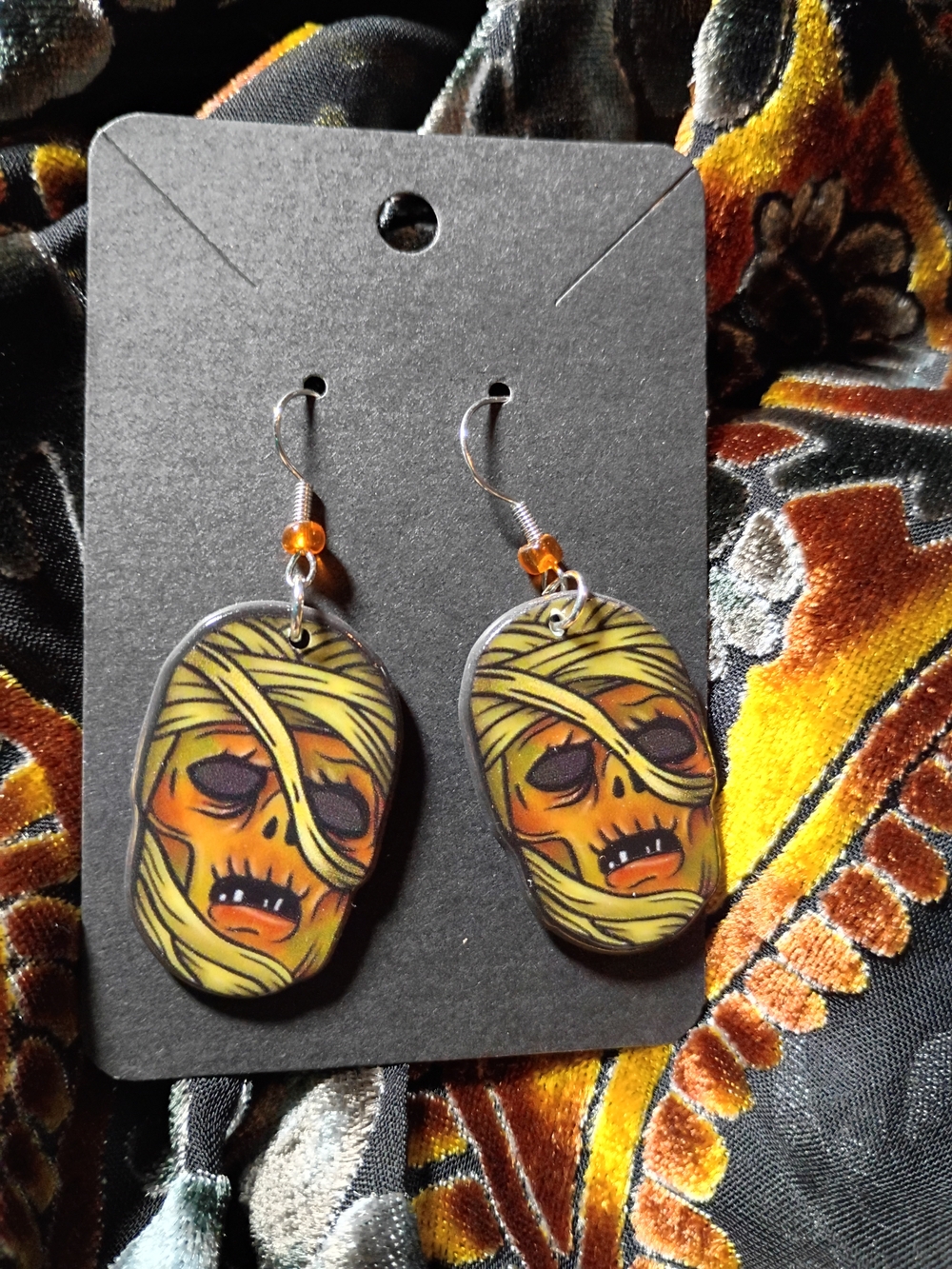 Mummy Ben Cooper Mask Monster Squad Halloween Earrings 60s Vintage Horror Retro